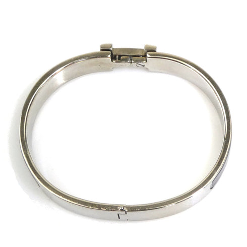 Bangle Enamel and Metal Black and Silver Bracelet