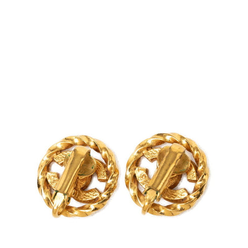 CC Logo Round Clip-On Earrings Metal