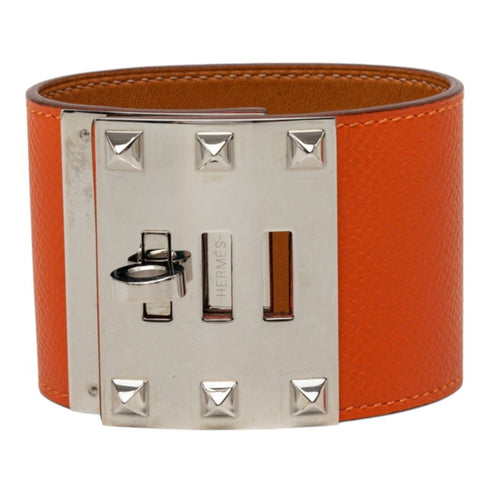 Kelly Dog Bracelet Leather and Metal Orange Silver