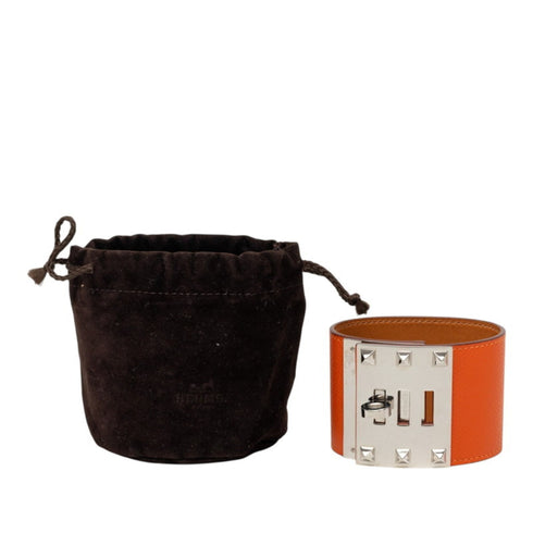Kelly Dog Bracelet Leather and Metal Orange Silver