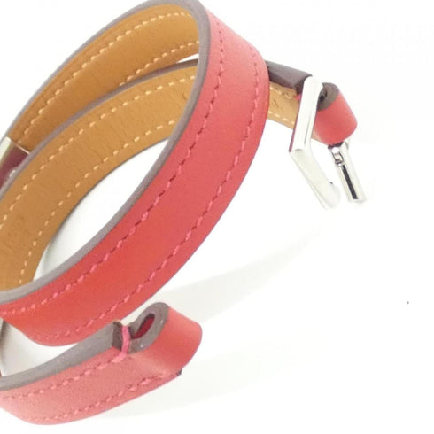 Rivale Double Tour Bracelet Swift Leather and Silver Rouge Casaque