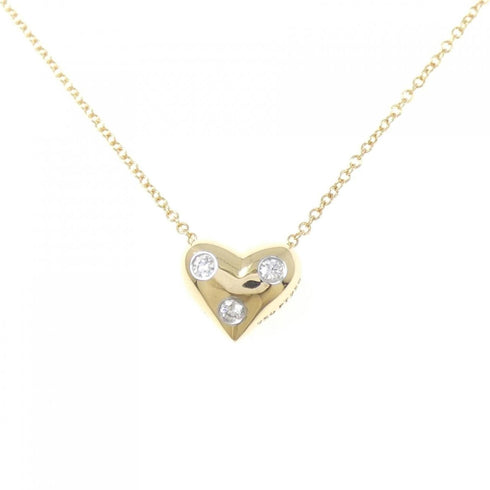 Dots Pinched Heart Pendant Necklace Platinum and 18K Yellow Gold