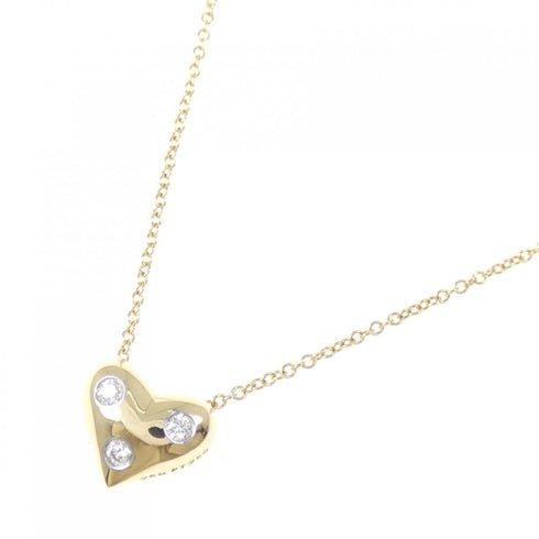 Dots Pinched Heart Pendant Necklace Platinum and 18K Yellow Gold