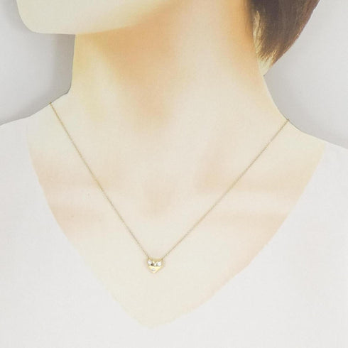 Dots Pinched Heart Pendant Necklace Platinum and 18K Yellow Gold