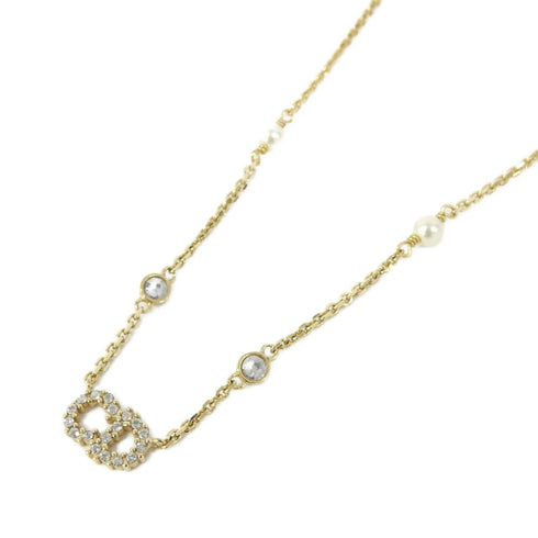 Pendant Necklace Clear Gold and White