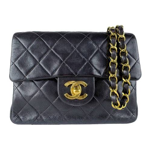 Vintage Square Classic Single Flap Bag Quilted Lambskin Mini