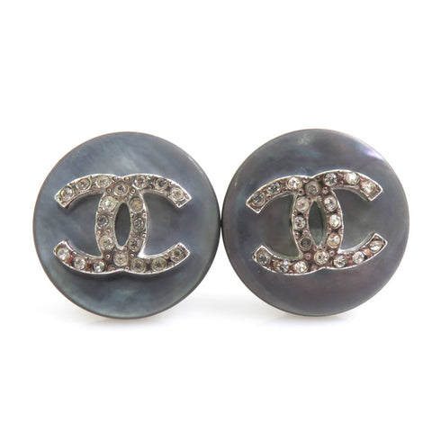 CC Logo Clip-On Earrings Silver-Tone Metal