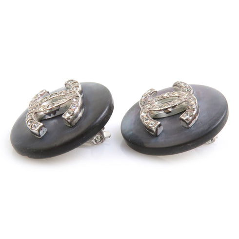 CC Logo Clip-On Earrings Silver-Tone Metal
