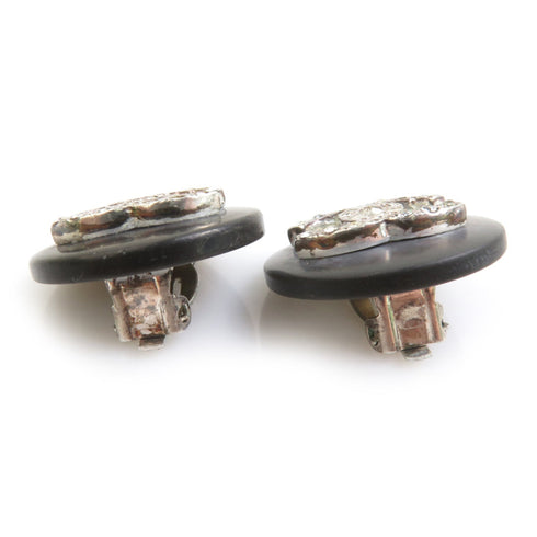 CC Logo Clip-On Earrings Silver-Tone Metal