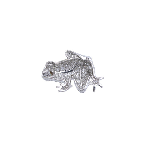 Brooch 18K Yellow Gold and Platinum with Diamonds and Emeralds