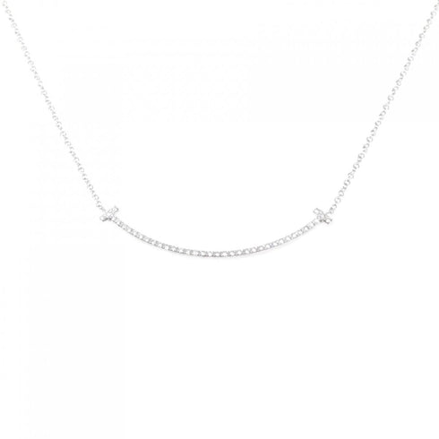 T Smile Pendant Necklace 18K White Gold