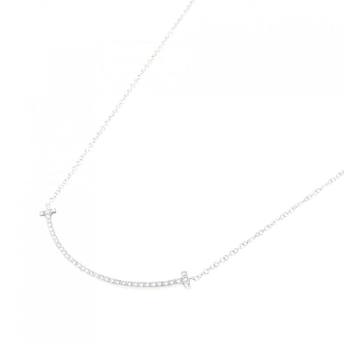 T Smile Pendant Necklace 18K White Gold