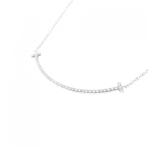 T Smile Pendant Necklace 18K White Gold