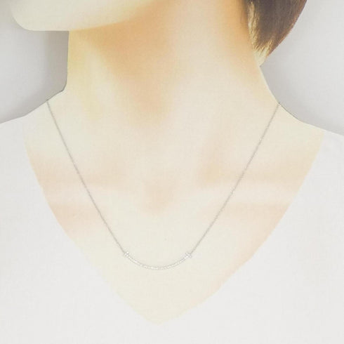 T Smile Pendant Necklace 18K White Gold