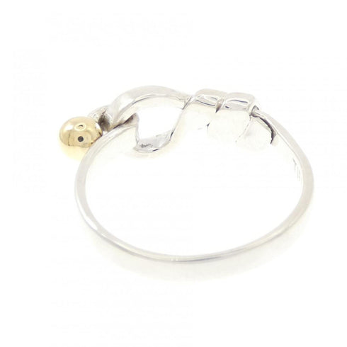 Flat Wire Love Knot Ring Sterling Silver and 18K Yellow Gold