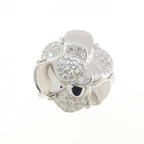 Camellia Band Ring 18K White Gold and Diamond