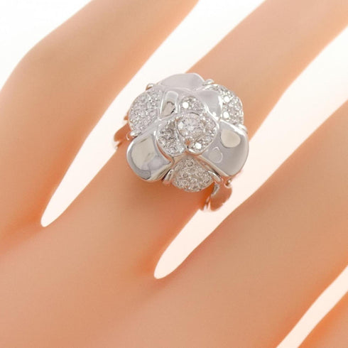 Camellia Band Ring 18K White Gold and Diamond