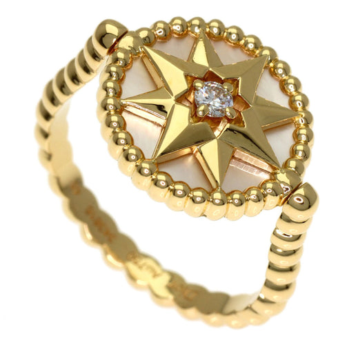 Band Ring 18K Yellow Gold with White Shell and Diamond