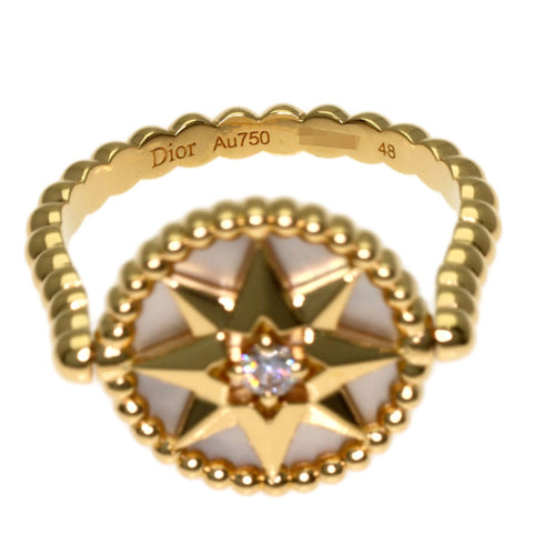 Band Ring 18K Yellow Gold with White Shell and Diamond