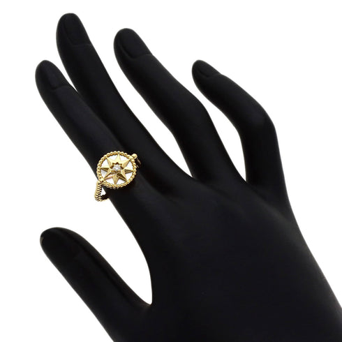Band Ring 18K Yellow Gold with White Shell and Diamond
