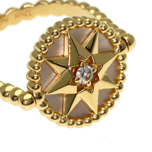 Band Ring 18K Yellow Gold with White Shell and Diamond