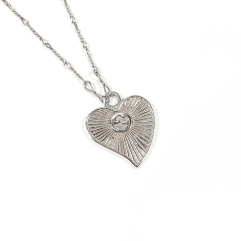 Heart Interlocking G Pendant Necklace Sterling Silver