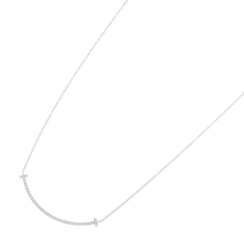 T Smile Pendant Necklace 18K White Gold