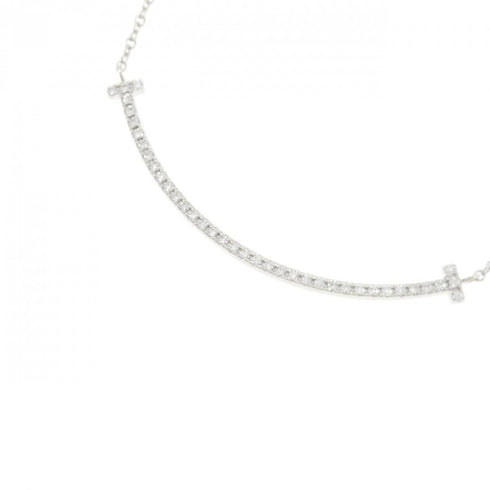 T Smile Pendant Necklace 18K White Gold