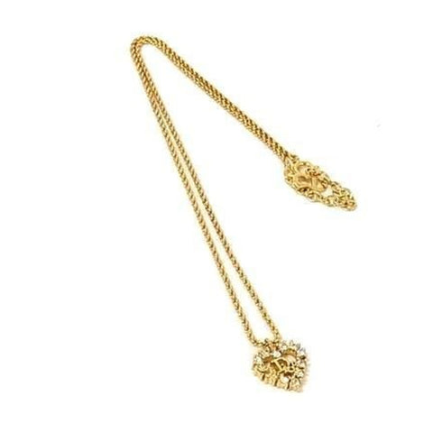 Pendant Necklace Gold Metal With Rhinestone