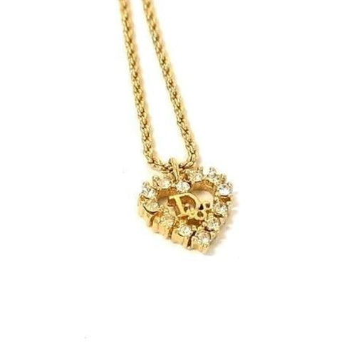 Pendant Necklace Gold Metal With Rhinestone