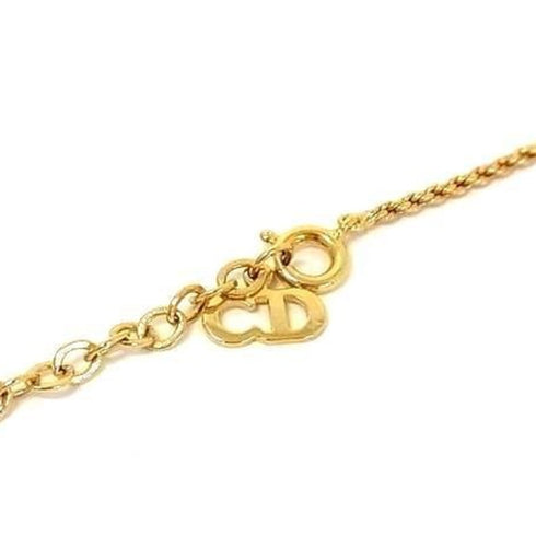 Pendant Necklace Gold Metal With Rhinestone