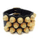Giant Double Strap Bracelet Leather and Metal Black and Gold