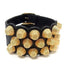 Giant Double Strap Bracelet Leather and Metal Black and Gold