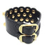 Giant Double Strap Bracelet Leather and Metal Black and Gold