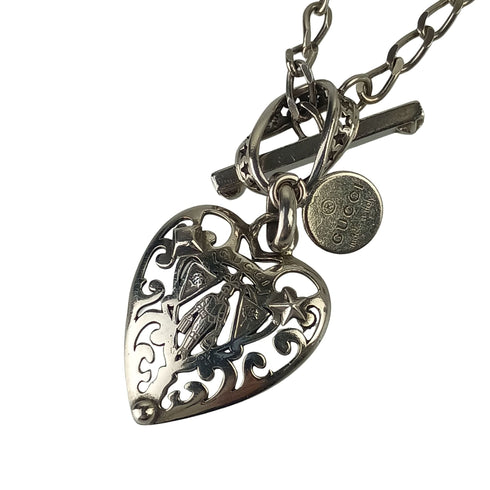 Pendant Necklace Sterling Silver Crest Heart Toggle Pendant