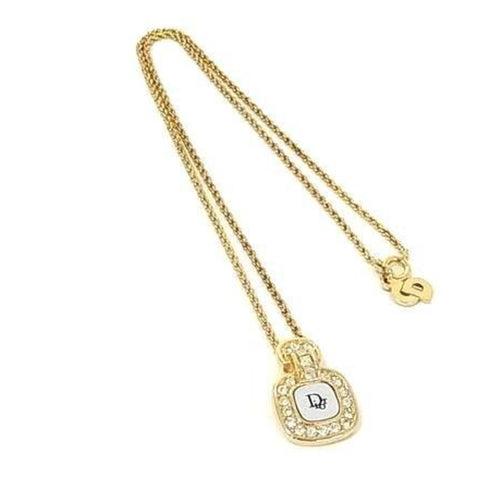 Pendant Necklace Gold and Silver Metal with Rhinestone
