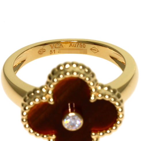 Vintage Alhambra Ring 18K Yellow Gold and Tiger's Eye