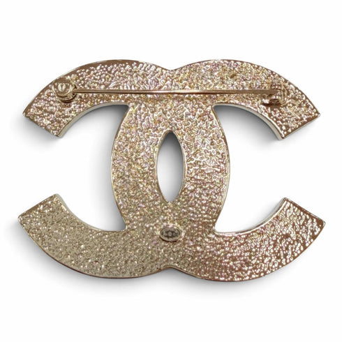 CC Logo Brooch Gold-Tone Metal