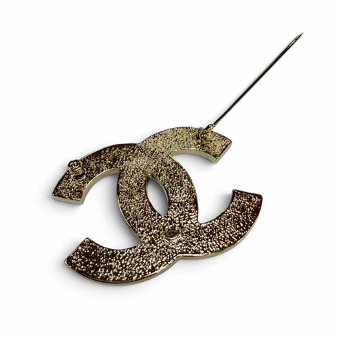 CC Logo Brooch Gold-Tone Metal