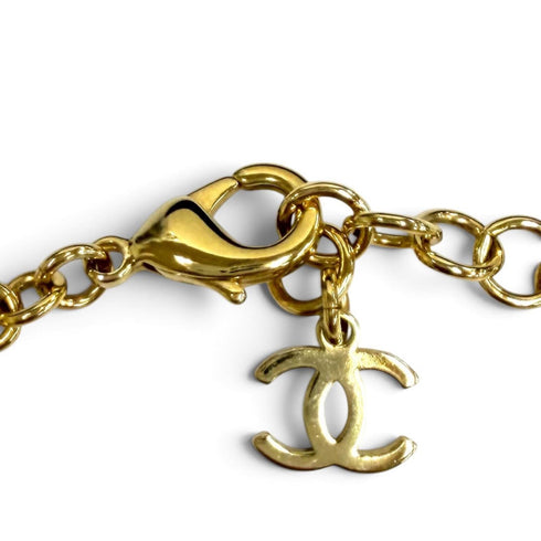 CC Logo Chain Pendant Necklace Gold-Tone Metal