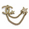 CC Logo Star Brooch Gold-Tone Metal