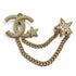 CC Logo Star Brooch Gold-Tone Metal