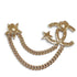 CC Logo Star Brooch Gold-Tone Metal