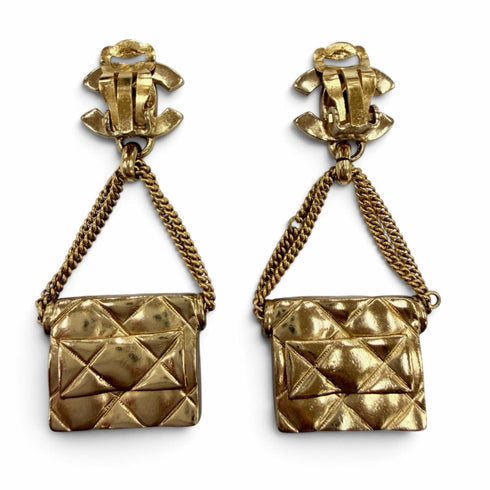 CC Logo Clip-On Earrings Gold-Tone Metal Gold-Tone Metal