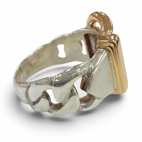 Band Ring Sterling Silver and 18K Yellow Gold