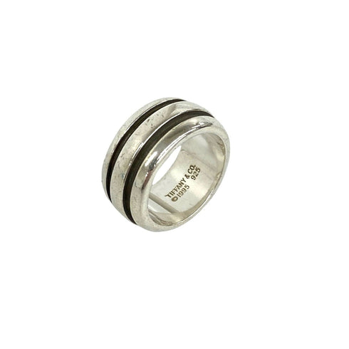 Vintage Grooved Double Line Ring Sterling Silver