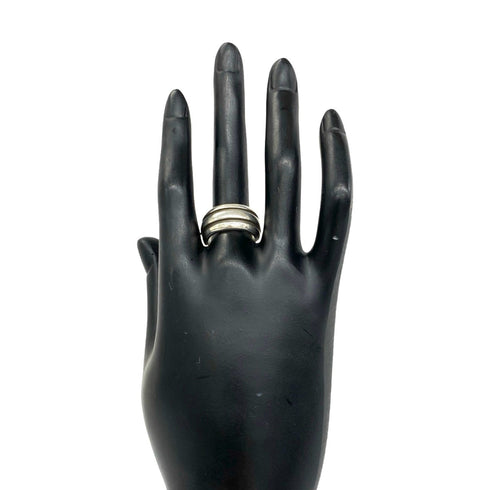 Vintage Grooved Double Line Ring Sterling Silver