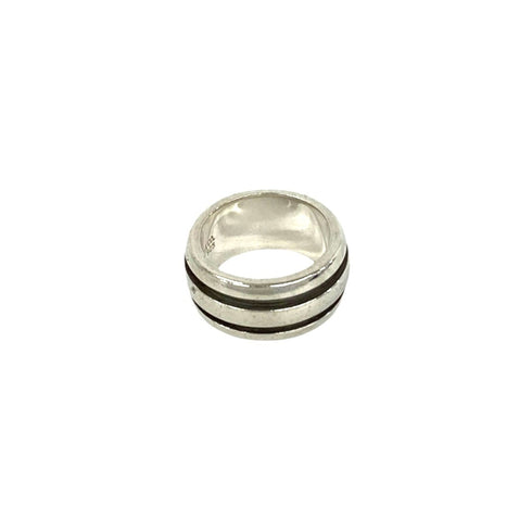 Vintage Grooved Double Line Ring Sterling Silver