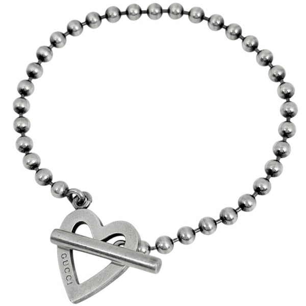 Ball Chain Heart Bracelet Sterling Silver