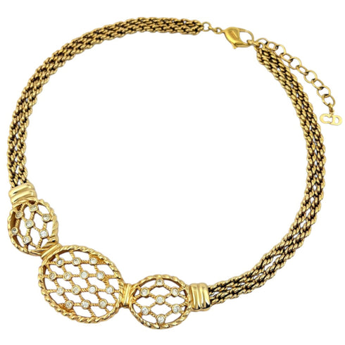 Pendant Necklace Gold and Rhinestone